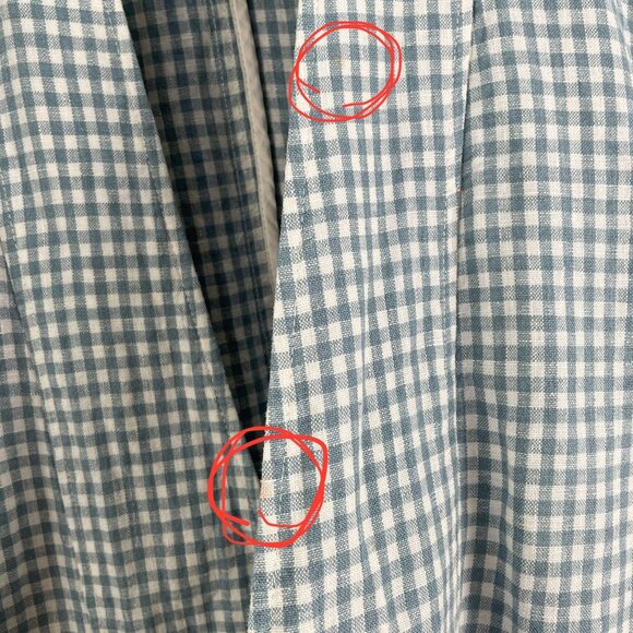 MADEWELL Womens XS Blue 100% Linen Collarless Blazer Gingham Check Jacket - Picture 10 of 16